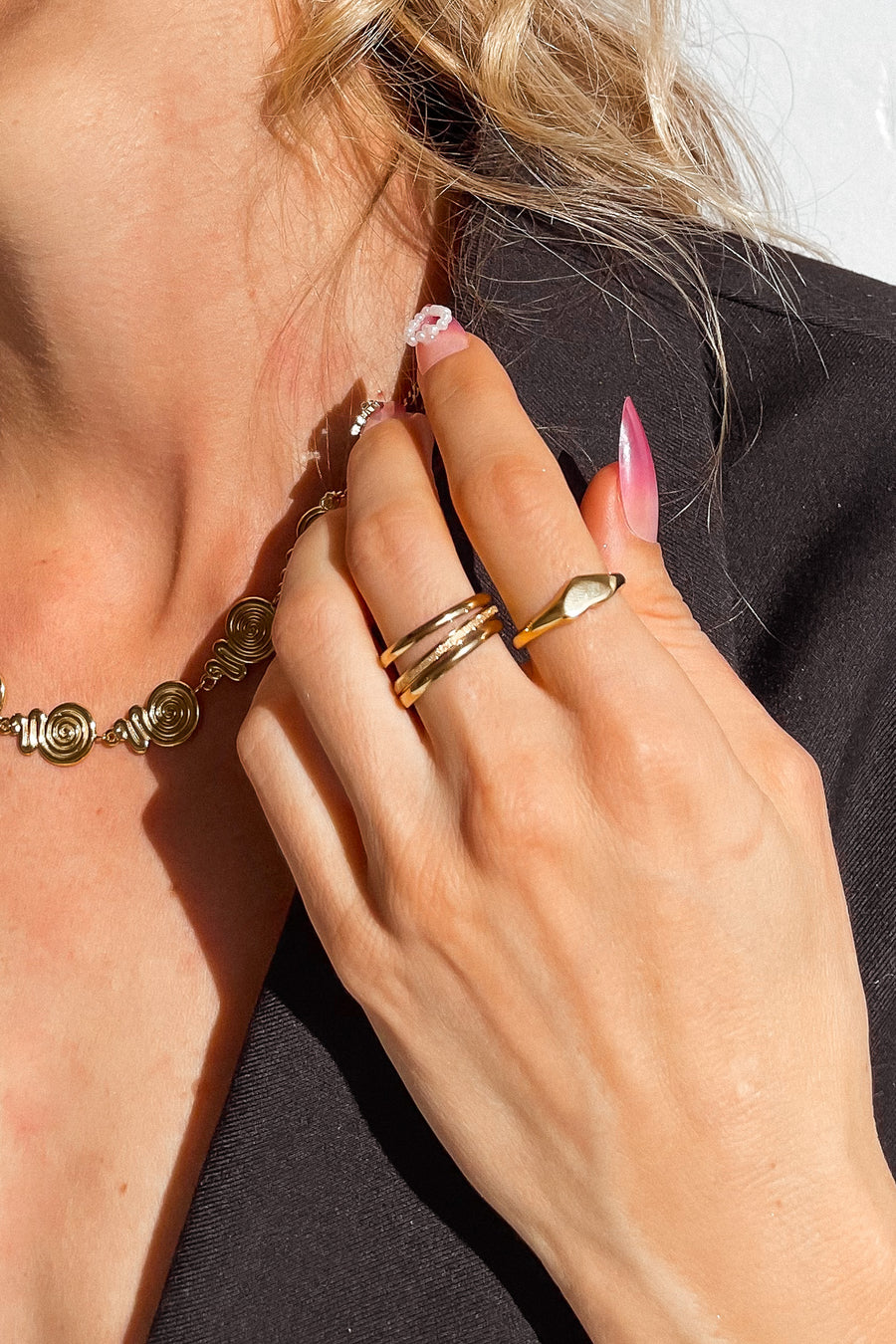 THREE SISTERS STACKING RING SET OF 3 18K GOLD PVD - STUDIO JO STORE  