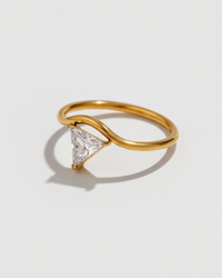 Thumbnail for TRIANGLE TRILLION CUT ZIRCONIA RING 18K GOLD PVD - STUDIO JO STORE  