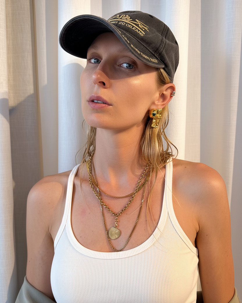 Solar Flare Heart Chain Necklace – 18K Gold PVD