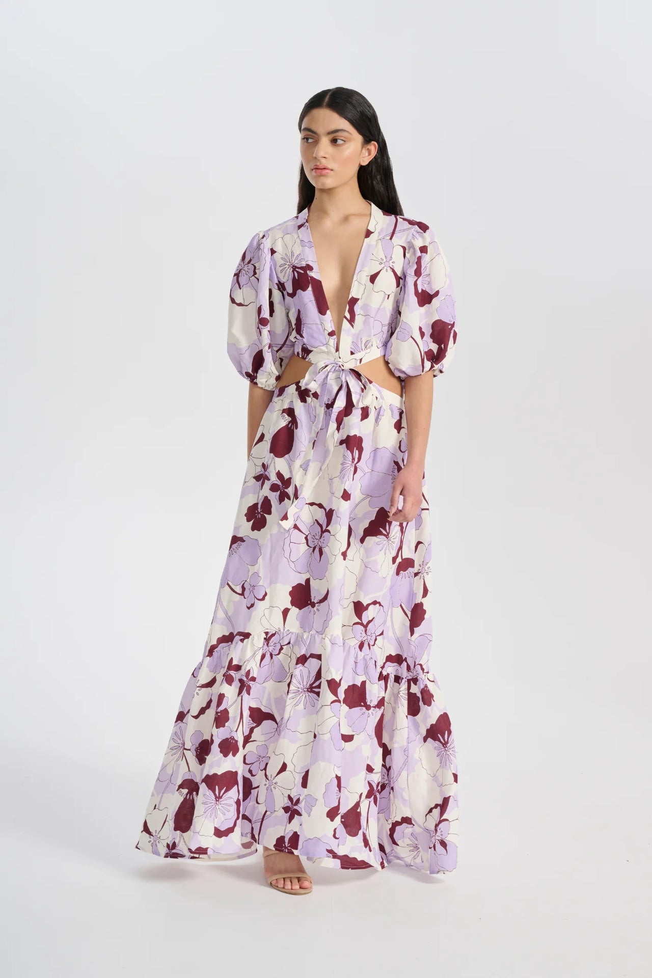 Vieja Maxi Dress Shadow Lilac Print - STUDIO JO STORE