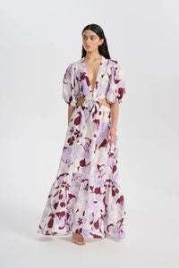 Thumbnail for PRE-LOVED - OLI & KUBO - VIEJA MAXI DRESS SHADOW LILAC PRINT - STUDIO JO STORE  