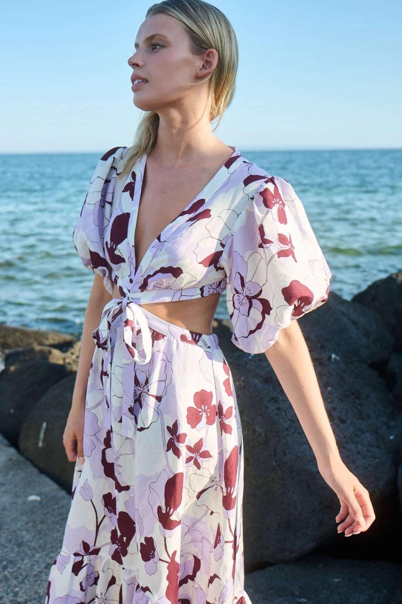 PRE-LOVED - OLI & KUBO - VIEJA MAXI DRESS SHADOW LILAC PRINT - STUDIO JO STORE  