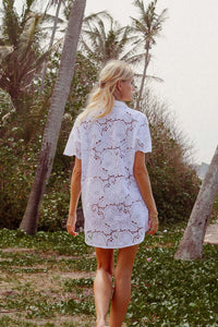 Thumbnail for PALM COLLECTIVE ULLUWATU LACE SHIRT DRESS WHITE - STUDIO JO STORE  
