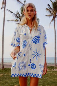 Thumbnail for PALM COLLECTIVE BLUE BAE SHIRT DRESS - STUDIO JO STORE  