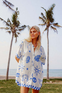 Thumbnail for PALM COLLECTIVE BLUE BAE SHIRT DRESS - STUDIO JO STORE  