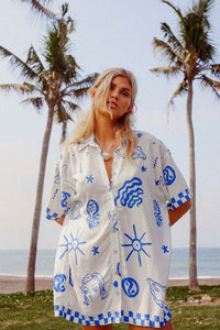 Thumbnail for PALM COLLECTIVE BLUE BAE SHIRT DRESS - STUDIO JO STORE  