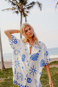 Thumbnail for PALM COLLECTIVE BLUE BAE SHIRT DRESS - STUDIO JO STORE  