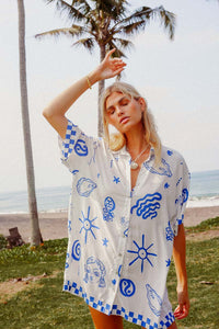 Thumbnail for PALM COLLECTIVE BLUE BAE SHIRT DRESS - STUDIO JO STORE  