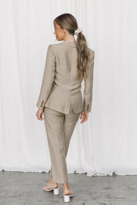Thumbnail for Back view of a model wearing a taupe coloured suit
