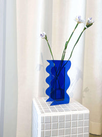 Thumbnail for Curved Wiggle Vase - Blue Acrylic